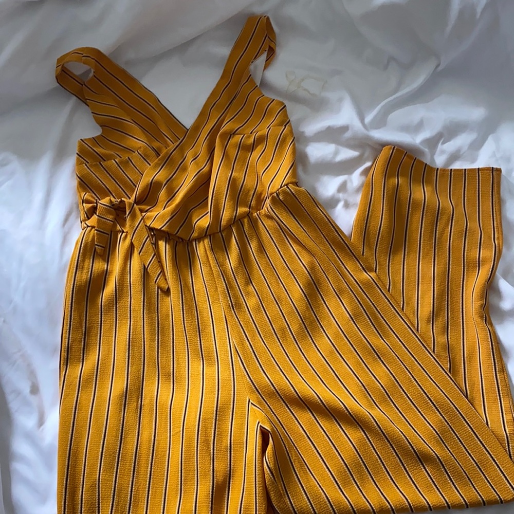 Gold and black stripe romper